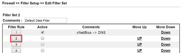 Firewall >> Filter Setup >> Set2